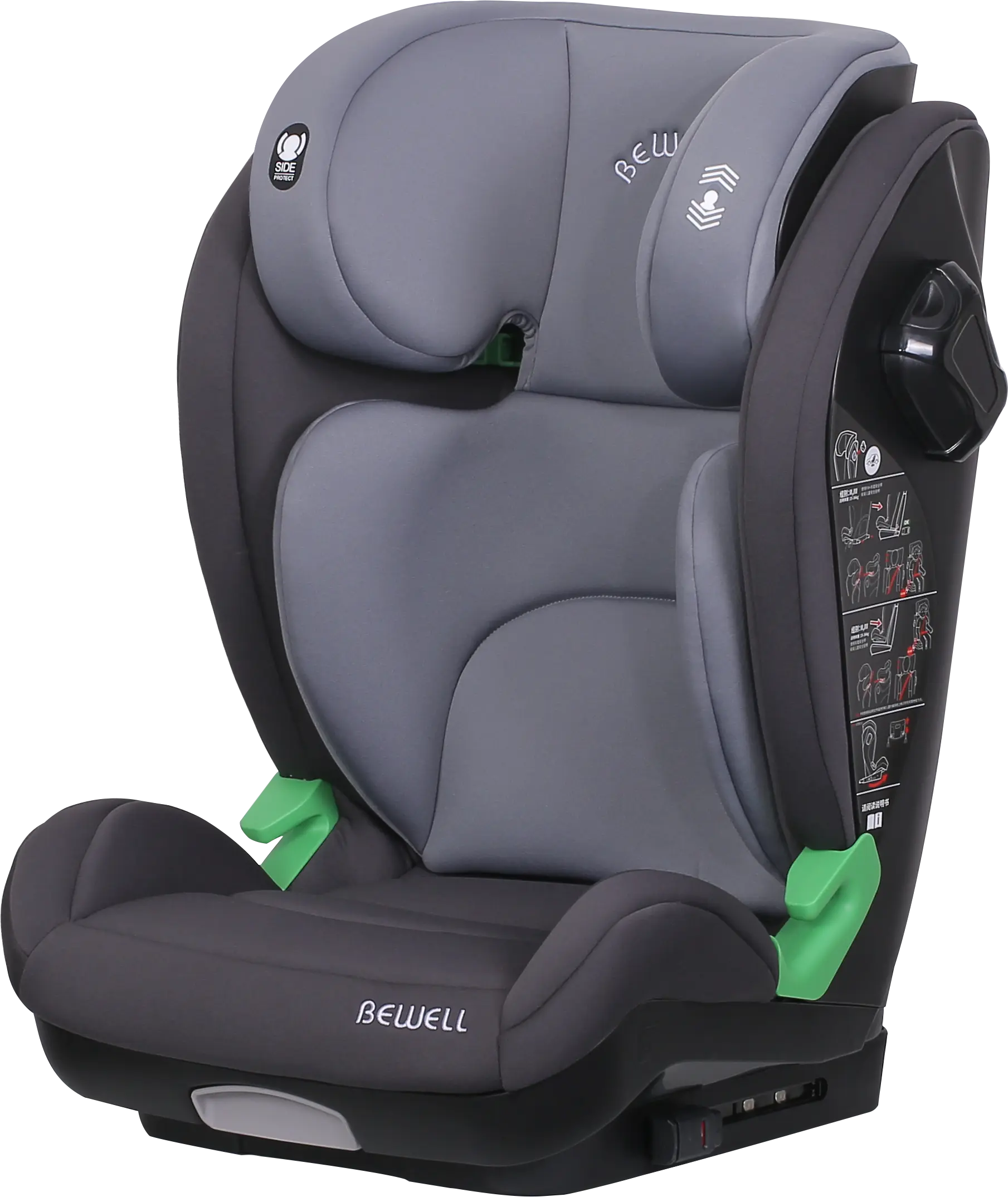 BW16 Child Safety Seat: 15-Position Headrest, 5-Recline Settings & Memory Foam – Muling Pagtukoy sa Kaligtasan sa Paglalakbay sa Lahat ng May edad